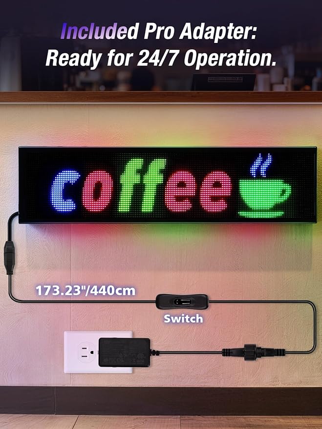 Dual Line Display LED Sign, Flexible LED Screen Remote & App Control, for Indoor Advertising, Shop Window, Car Dealership Decoration (30.7 x 7.9in)