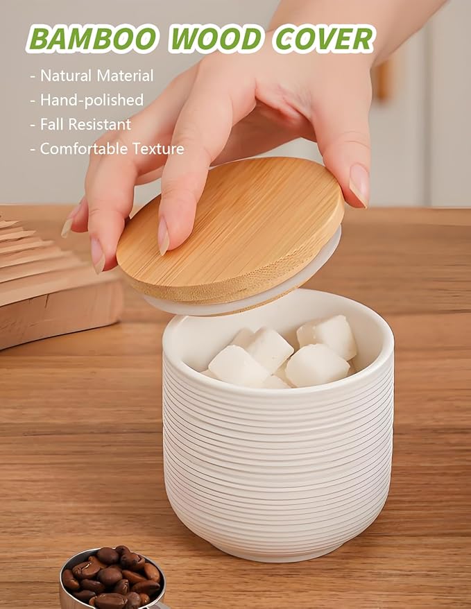 Ceramic Canister with Airtight Seal Lid, Kitchen Canisters for Countertop, White Food Storage Jar for Flour, Coffee Bean, Sugar, Tea, Spices and More, Home Decor (1300ml/43.96oz)