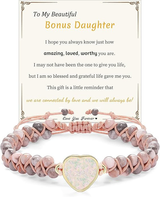 Mothers Day Gifts for Daughter Granddaughter, To My Mom Grandma Wife Girlfriend Sister Jasper Heart Bracelets Birthday Anniversary Christmas Stocking Stuffers Valentines Day Jewelry