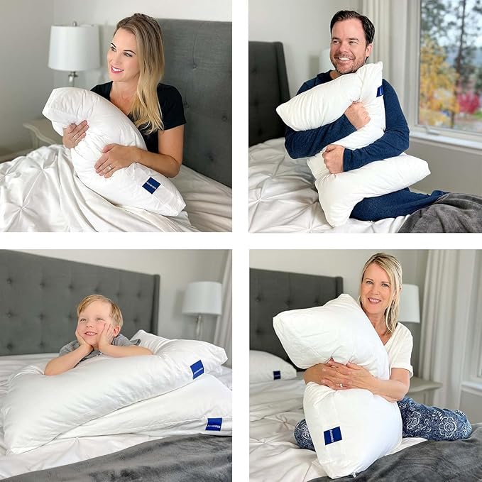 ACCURATEX Pillows Queen Size Set of 2, Hybrid Shredded Memory Foam Pillow[Adjustable Loft], Fluffy Down Alternative Fill Removable Cotton Cover, Firm Supportive Pillow for Side Back Sleepers