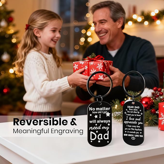 Father's Day Gifts for Dad from Daughter Son Wife, Sentimental Keychain Meaningful Gifts for Dad Husband from Kids, Birthday Christmas Thanksgiving Gift Ideas for Father