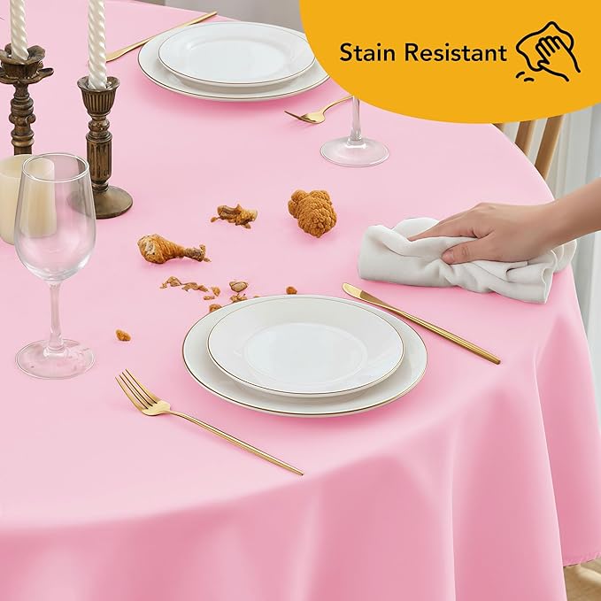 6-Pack Pink Round Tablecloths, 132 Inches, Stain-Resistant Polyester for 6-8 Ft Round Tables - Washable Table Covers for Weddings, Banquets, Birthday Parties, Events