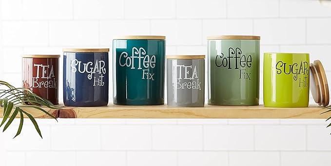 DII Kitchen Accessories Retro Collection Ceramics, Canister Set, Nautical Blue, 3 Piece