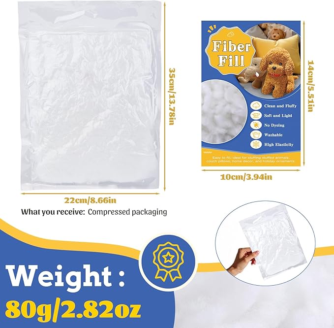 80g/2.8oz Stuffing for Stuffed Animals, Polyfill Stuffing, Stuffing for Crochet, Stuffing for Crafts, Pillow Stuffing, Premium Polyester Fiberfill Stuffing for Crochet Stuffing