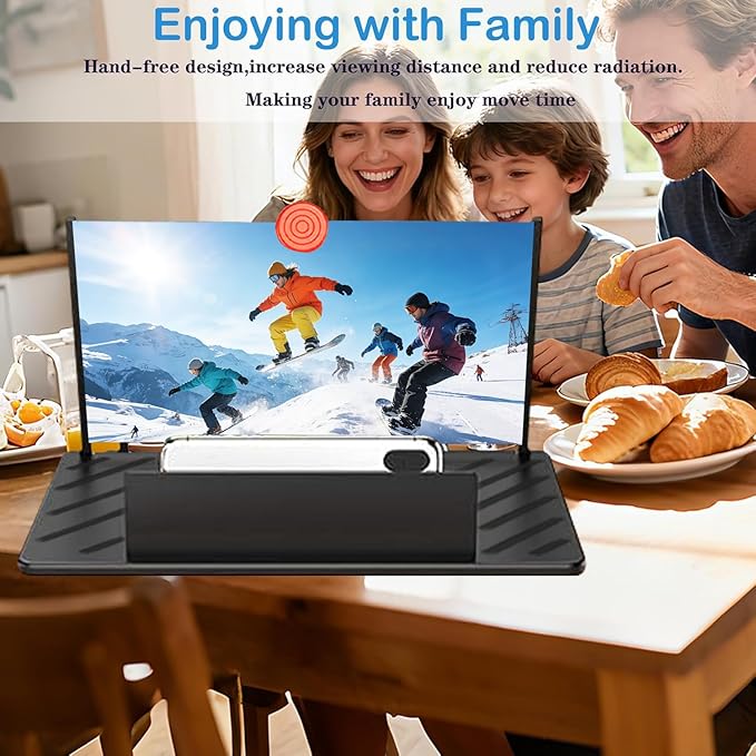 20"Screen Magnifier for Cell Phone,Mobile Phones 3D Magnifier,Screen Expanders for Movies, Videos, and Gaming, Foldable Phone Stand with Screen Amplifier,Birthday Gifts for Mother Father & Kids(Black)