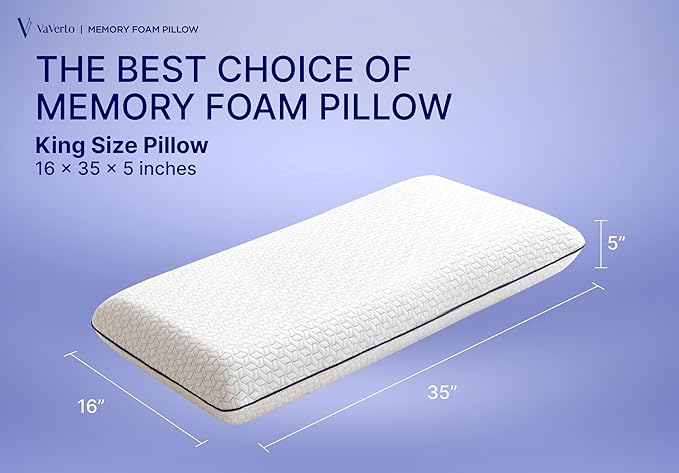Cooling Gel Memory Foam Pillow - 2-Pack - King Size Bed Pillows For Sleeping - Firm Pillow - Back, Stomach and Side Sleeper Pillow - Shoulder & Back Pain Relief - Washable , Bamboo Viscose Cover