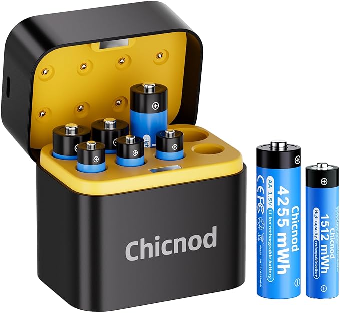 Rechargeable AA Lithium Batteries with Fast USB-C Charger, 8-Pack 4255 mWh 1.5V Constant Voltage for Blink Outdoor Camera, Xbox Controller, Flashlights – 2000+ Cycles (4AA & 4AAA)