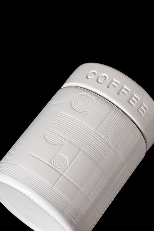 Bright Lattice Ceramic Canisters Sets For The Kitchen Canisters For Countertop Set of 3 Airtight Coffee Canisters For Ground Coffee Sugar Container Tea Storage Jars With Lid