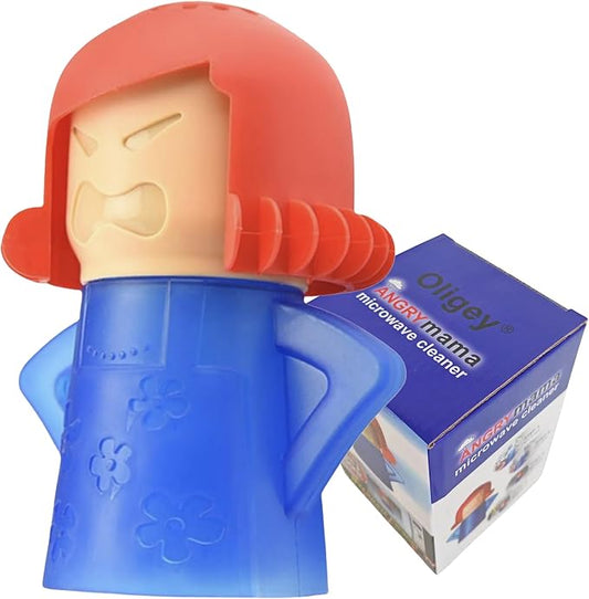 Angry Mama Microwave Cleaner only with Water and Vinegar Cleans your Kitchen Easily and Safe without Chemical Agent, Reusable Cute Steam Remover as Lovely Tool and Gift to Cooker Auto Cleaning