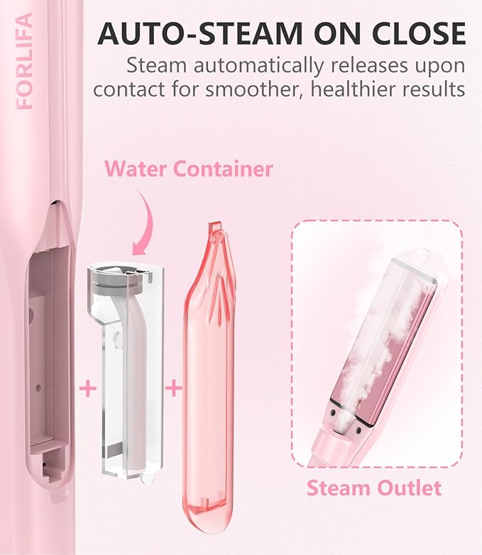 Steam Hair Straightener, 4-in-1 Steam Infared Straightener and Curler for Women, 1.5-inch Steam Flat Iron Hair Straightener for Long Thick Hair, Nourish & Smooth, Reduce Damage, Dual Voltage