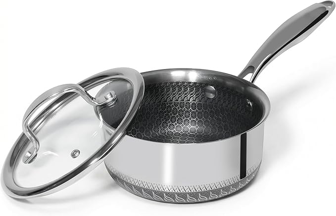 USELUCK Nonstick 2-QT Saucepan with Glass Lid,Stainless Steel Pot
