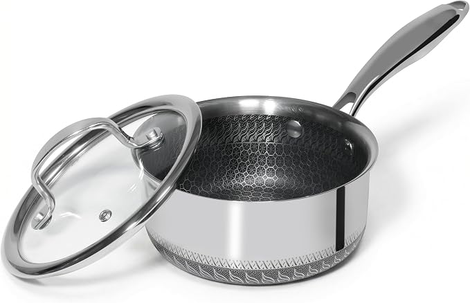 USELUCK Nonstick 1.5-QT Saucepan with Glass Lid,Stainless Steel Pot