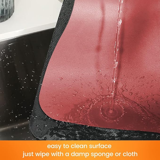 Mimore Red Coffee Bar Mat - 16x24 Inch Absorbent Mat Hides Stains - Fits Under Coffee Maker & Espresso Machine