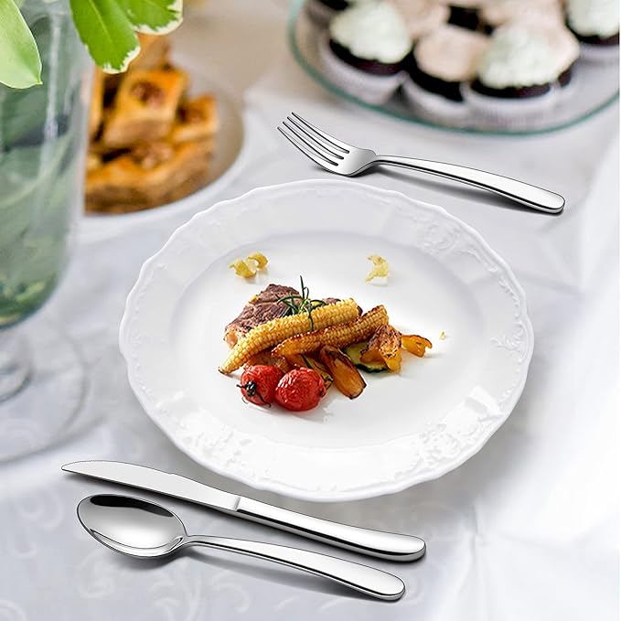 LIANYU 60-Piece Heavy Duty Silverware Set, Stainless Steel Flatware Cutlery Set for 12, Heavy Weight Eating Utensils for Home Restaurant Wedding, Dishwasher Safe, Mirror Polished