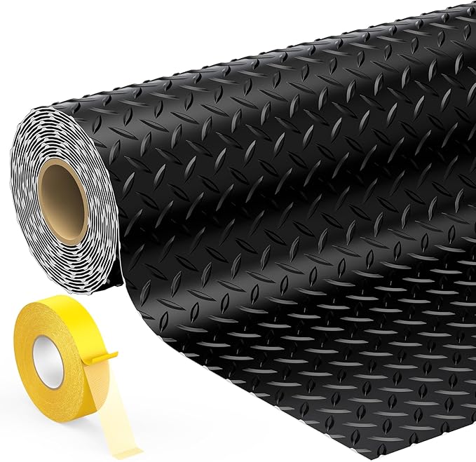 Geemax 7.8 x 18 FT Garage Floor Mats for Under Car, 2.8mm Thickened Rubber Garage Flooring Roll, M Size 140.4 SQFT Garage Car Mat for Mid-Size SUVs, Sports Car, Black