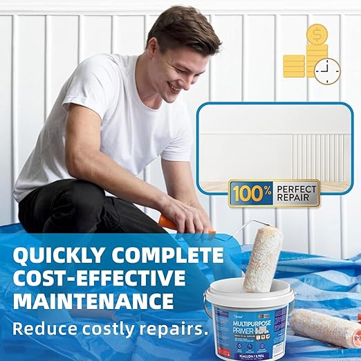 1 Gallon RV Roof Primer Sealant, Liquid Rubber Multi-Purpose Sealant, EPDM & TPO Primer, Elastomeric Roof Coating for Outdoor, High-Adhesion Bonding RV Roof Coating for Concrete, Deck, Wood, Metal