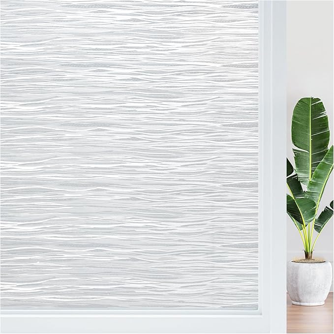 Haton Window Privacy Film, Frosted Glass Privacy Window Clings, Sun Blocking Frosting Opaque Coverings, Static Cling Removable Decorative Stickers for Home Door, Non-Adhesive 11.8" x 78.7"