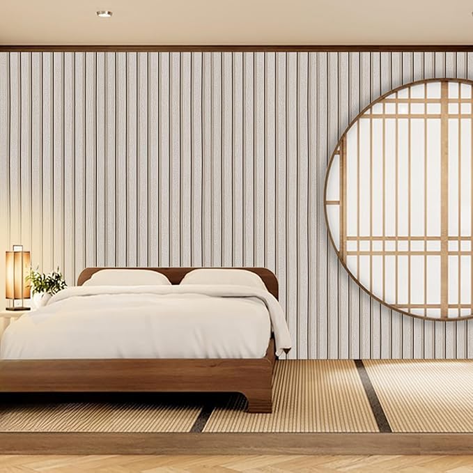 Peel and Stick Wallpaper - Wood Slat Design, 23.6" x 200" Self Adhesive Wall Panel, Removable Contact Paper for Walls, DIY Accent Wall Decor (Easy to Install)