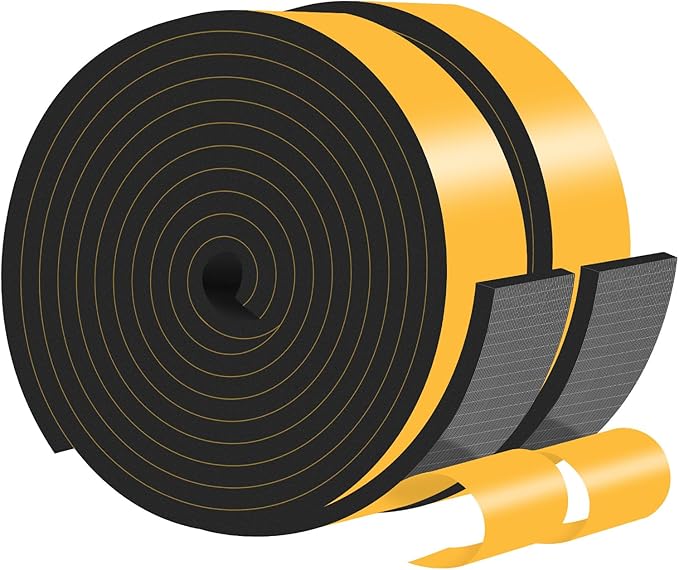 Weather Stripping Door Seal,Weather Stripping,Soundproof,Cold Insulation,High Density CR Foam Insulation Tape for Door, Front Door Frame, Windows,Sliding Door (Black, 2 in x 1/4 in x 13Ft)