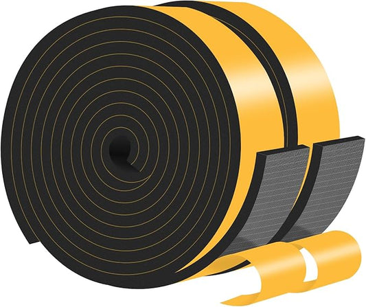 Weather Stripping Door Seal,Weather Stripping,Soundproof,Cold Insulation,High Density CR Foam Insulation Tape for Door, Front Door Frame, Windows,Sliding Door (Black, 2 in x 1/4 in x 13Ft)