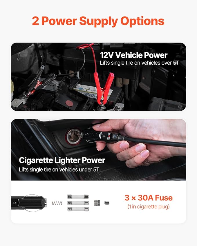 VEVOR Electric Car Jack, 5 Tons /11000 lbs, Scissor Jack with Built-in Inflator, 12V Tire Change Replacement with Impact Wrench & LED Light, Portable Jack kit for Sedan, SUV, Truck