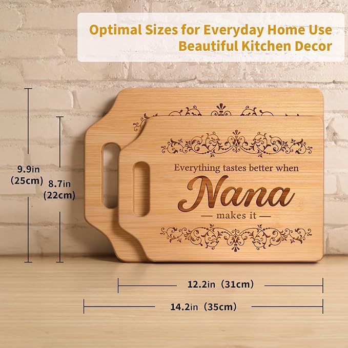 AceThrills Nana Gifts for Nana Mothers Day Gifts for Birthday, Mothers Day - Engraved Bamboo Cutting Board 13.78"L x 9.84"W x 0.4"Th