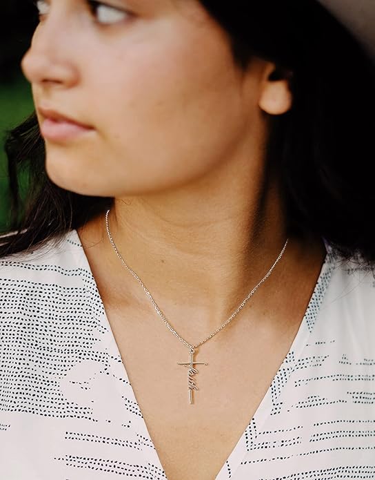 Lcherry Faith Cross Pendant Necklace for Women Religious Christian Jewelry Mother's Day Gifts for Women