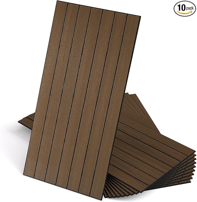 WADILE Peel and Stick Wood Slat Wall Panels 12"x24" Decorative PVC Wooden Panel Soundproof Self-Adhesive for Living Room Bedroom Accent Wall (Not Real Wood)– 10 Pack