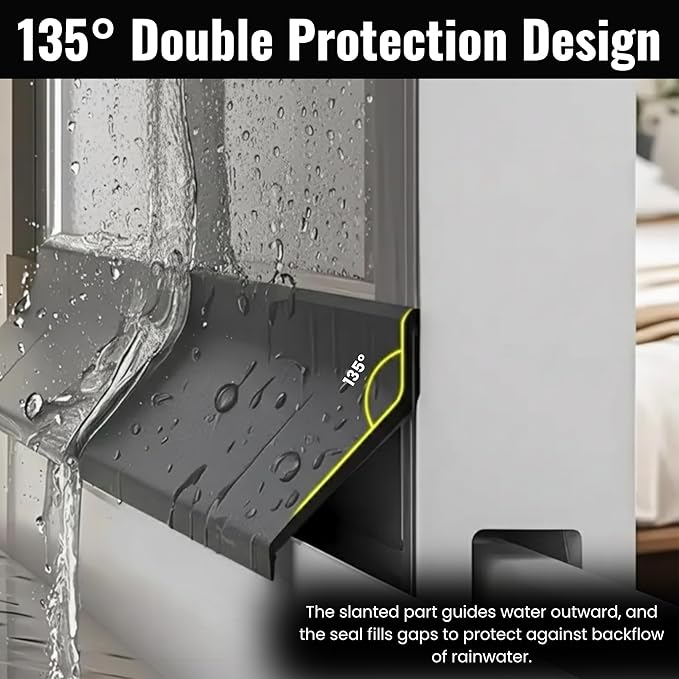 Waterproof Window Weather Bar-Self-Adhesive 135° Angle Seal for Rain Protection-Prevents Leakage for Sliding Doors and Windows (78 Inch (1))