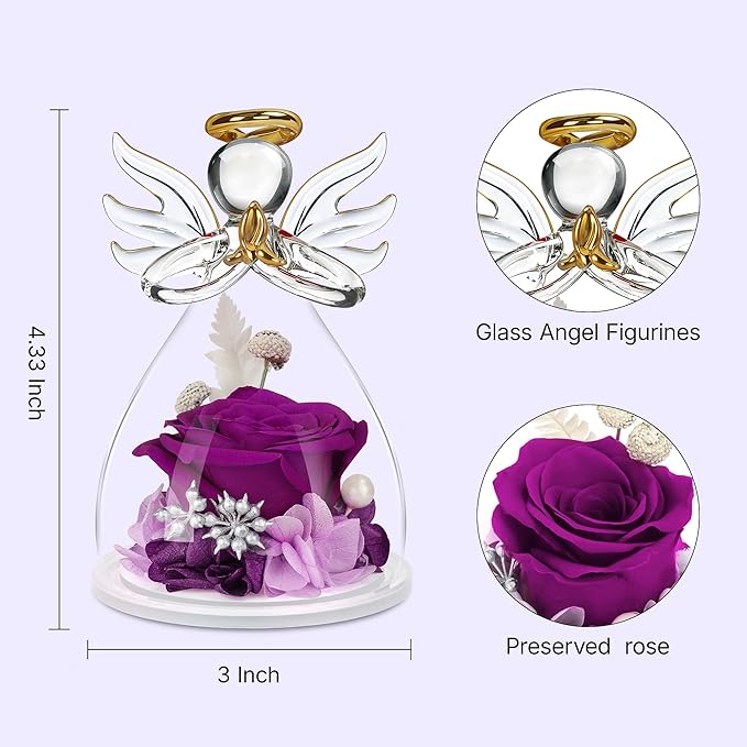 Mothers Day Mom Gifts for Mom,Fresh Flowers for Delivery,Birthday Gifts for Women Her,Preserved Flowers in Angel Figurines,Angel Gifts for Moms Mothers Day Grandma Wife Sister Girlfriend Valentines
