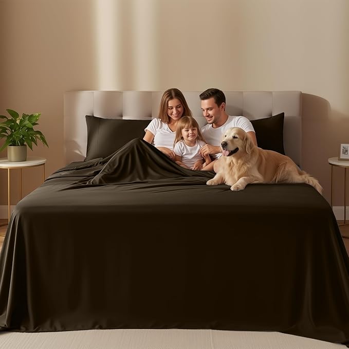 Utopia Bedding Queen Size Sheet Set – 4 Piece Bed Sheets, Soft and Breathable Microfiber, Includes 1 Fitted Sheet, 1 Flat Sheet and 2 Pillowcases – Oeko Tex (Brown)