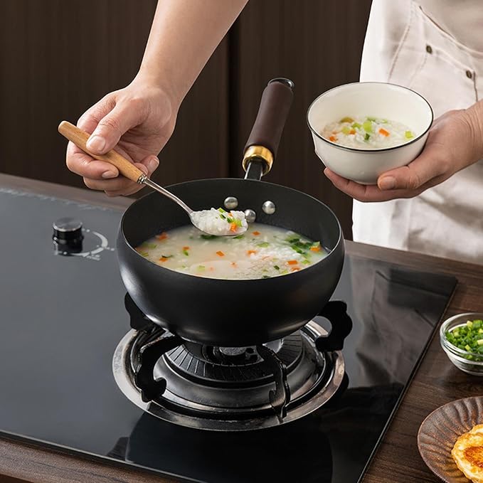 Mini Carbon Steel Wok Pan with Wooden Lid, Nonstick Stir Fry Skillet, Detachable Wooden Handle, Multi-Functional Cooking Pan for Gas Stoves,20cm/7.9in(20cm/7.9in)