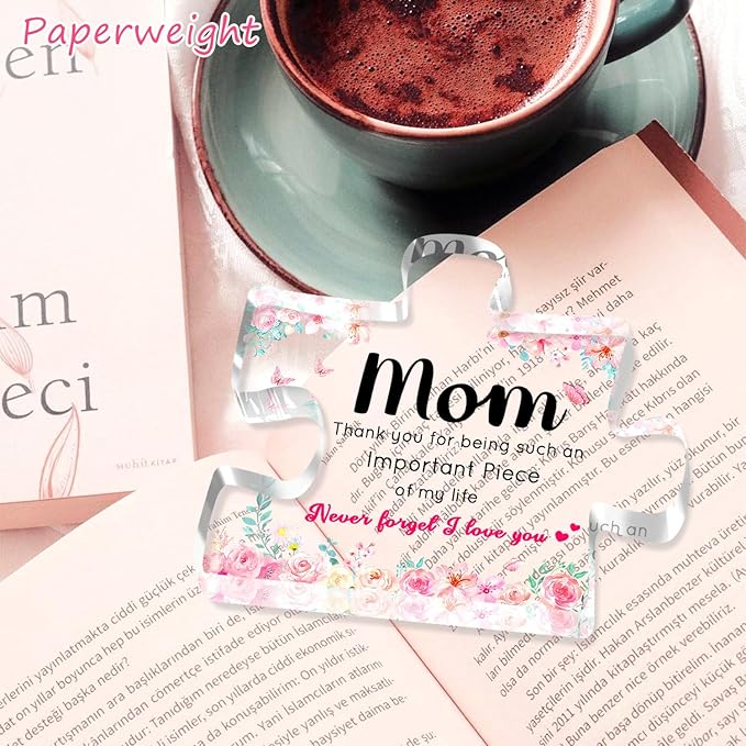 Mothers Day Gifts for Mom, Mom Gifts - Acrylic Puzzle Piece Plaque 3.9 × 3.3 × 0.5 inch, Christmas Valentine's Day Birthday Present for Mom from Daughter Son