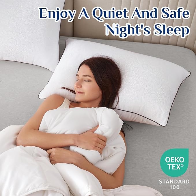 JOLLYVOGUE Pillows Queen Size Set of 2 for Sleeping, Soft and Supportive Bed Pillow with Down Alternative Filling for Side and Back Sleepers, Hotel Collection