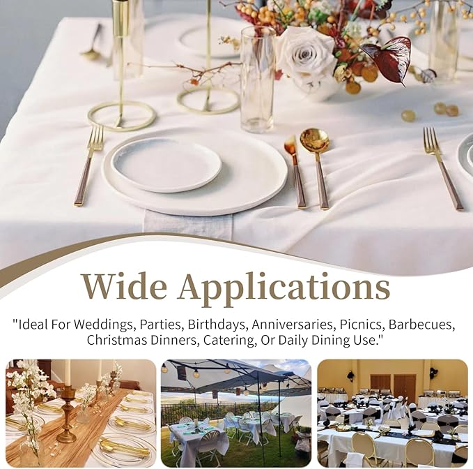 FINDYOU 6 Pack White Table Cloth Rectangle Table Cloths for 8 Foot Rectangle Tables 60 X 126 Inch Washable Polyester Tablecloth for Weddings, Parties, Banquet, and Daily Use
