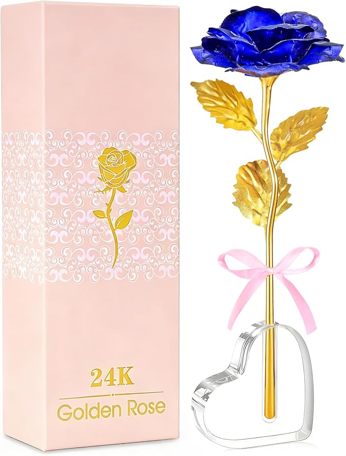 Mothers Day Mom Gifts for Women Grandma, Artificial Forever Birthday Flowers Galaxy Glass Eternal Roses with Heart Shaped Crystal Vase, Mother's Day Anniversary Wedding Rose Gifts for Wife Sister