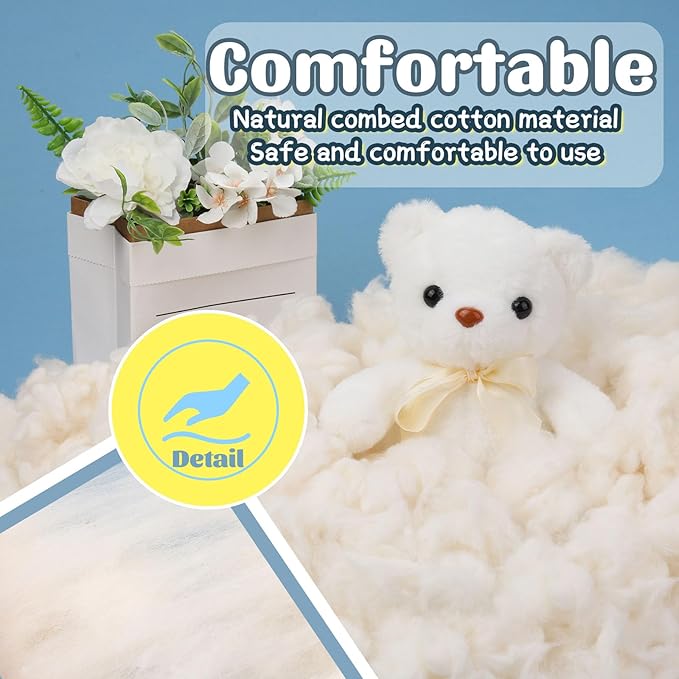Kogyxe 7.06oz Cotton Stuffing, Natural Cotton Filling for Stuffed Animals, Stuffing for Crochet, Soft Pillow Stuffing for Crochet Animals, Cushions Stuffing DIY Crafts