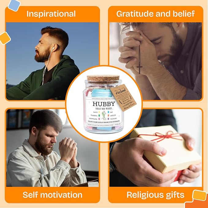 NewEleven Gifts For Husband - Christian Gifts For Him, Husbands - Gift for Husband from Wife Birthday - Meaningful Presents For Hubby From Wife, Her - Bible Verse Jar