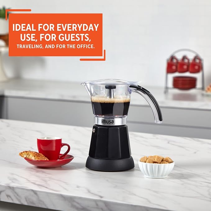 Imusa 6 or 3 Cup Electric Espresso Maker Black Coffee Machine for Cuban Coffee, Moka and Espresso Drinks (Pack of 2)