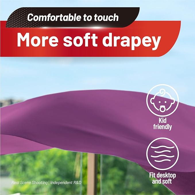 Plastic Table Cloth, 110 Ft X 54 in Plastic Table Cloth Disposable Purple Tablecloth with Any Cut Sliding Cutters Premium PEVA Disposable Tablecloth for Picnics, Parties, Birthdays, Festivals