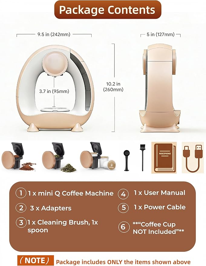 3 in 1 Single Serve Coffee Maker for K Cup,Ground Coffee and Tea Leaves,1400W 20s Fast Heating Mini K Cup Coffee Brewer,One Button Operation,Spring Easter Outdoor Portable for Small Spaces