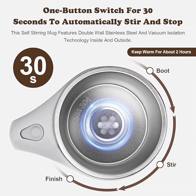 Automatic Magnetic Stirring Coffee Mug 2025 Upgrade Reusable Coffee Mug Rechargeable Electric Self Stirring Coffee Mug Rotatable Metal Coffee Mugs High Speed Mixing Cup for Office Home (Z - Both)