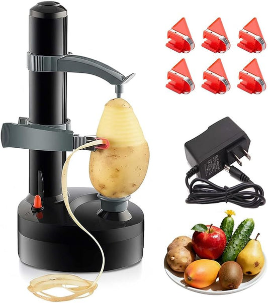ele ELEOPTION Electric Potato Peeler Multifunction Electric Fruit Apple Peeler Potato Peeling Machine Automatic Rotating, Kitchen Peeling Tool Black