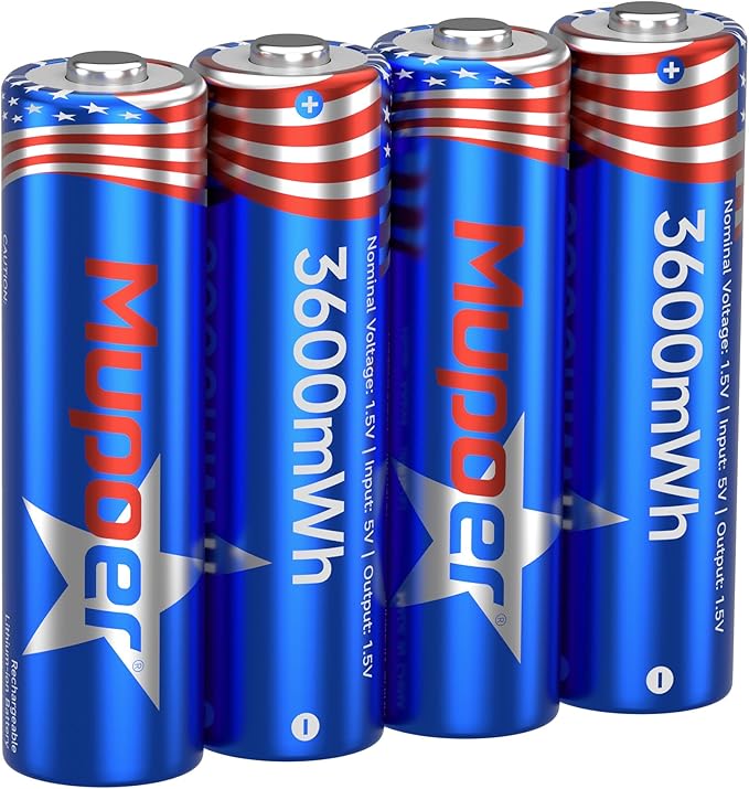 3600mWh Rechargeable AA Batteries 4 Count,Lithium Battery AA 1.5V,Double A Rechargeable Battery Long Lasting,Pilas Recargables Aa High Capacity,Li ion Two A Batteries for Blink Camera Xbox