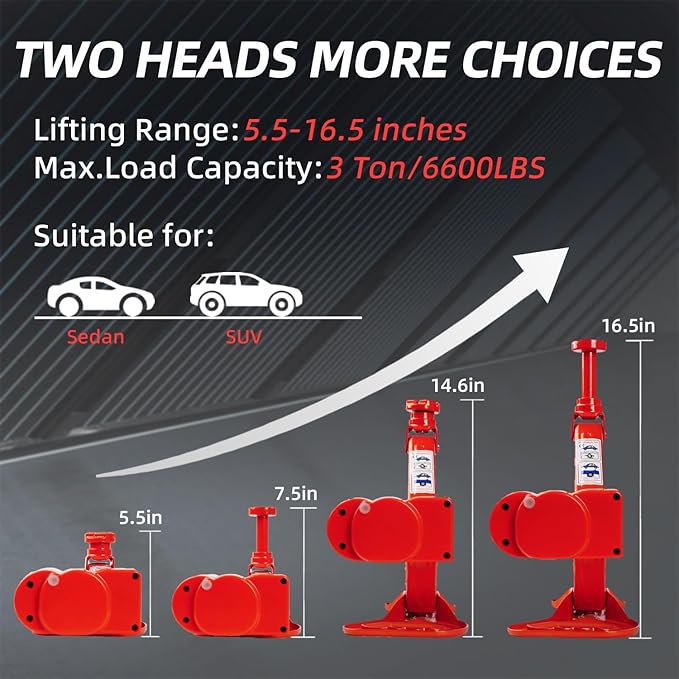 STANDTALL Electric Car Jack 3T Scissor Floor Jack Set 12V Automatic Vehicle Lift Kit for Road Emergency Tire Change Car Repair Tool for Sedans and SUV Red