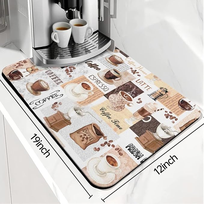 Coffee Mat Bar,Coffee Matt for Counter Mat Bar Mats for Countertop Accessories,Silicone Mats for Kitchen Counter Waterproof（19''x12''）