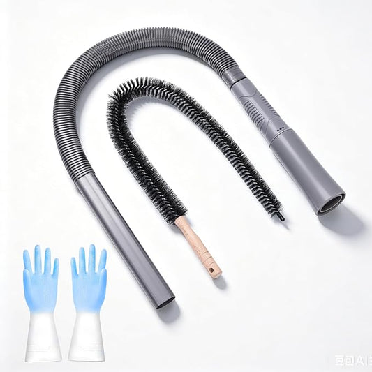3 Pieces Dryer Vent Cleaner Kit: Vacuum Hose With Brush & Gloves Fits for Vacuums Cleaner, Refrigerator Condenser Coils, and Tight Spaces Behind Appliances, Deep Cleaning Tools for Clogged Ducts-Gray
