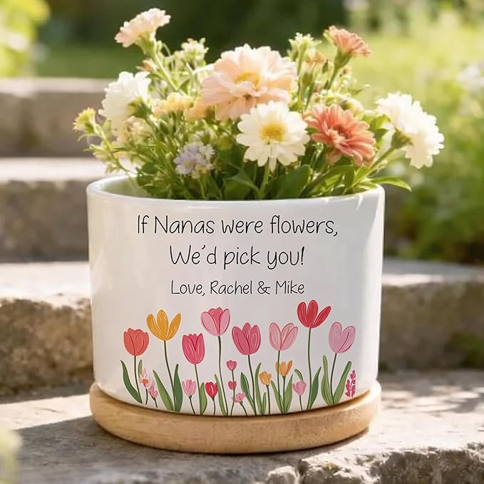Personalized Floral Mom Plant Pot, Custom If Moms were Flowers, We'd Pick You! Plant Pot with Kids Names, Custom Grandma Gift, Gifts for Mimi, Gigi