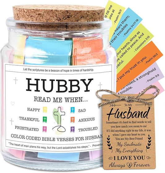 NewEleven Gifts For Husband - Christian Gifts For Him, Husbands - Gift for Husband from Wife Birthday - Meaningful Presents For Hubby From Wife, Her - Bible Verse Jar