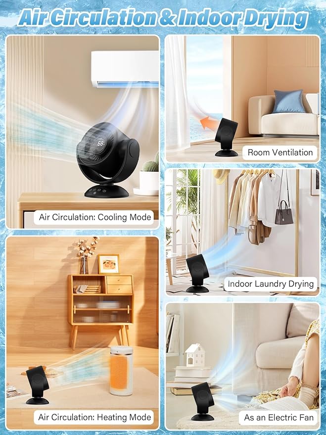 Desk Fans for Bedroom，Air Circulator Fan，90°Vertical +120°Auto Oscillating,100 Speeds, 10H Timer, Quiet Fan,Digital Display Rechargeable USB, with Remote, for Home, Office（Black）